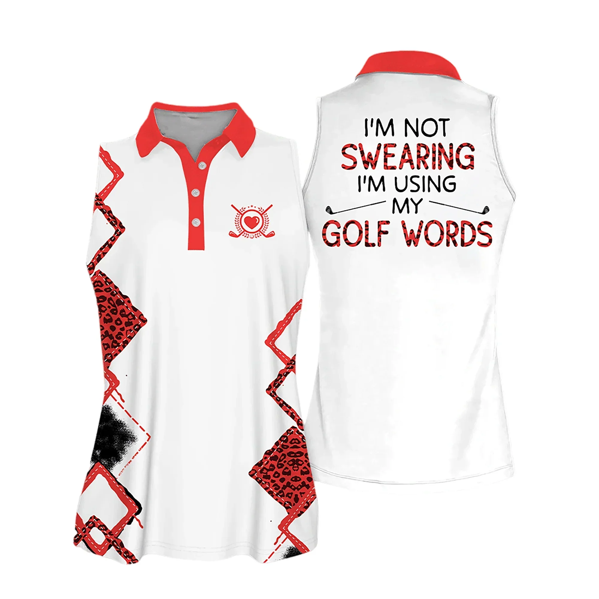 Golf Women Polo Shirt, Leopard Pattern I'm Using My Golf Words Multicolor Women Polo Shirt - Gift For Mother's Day, Golfers, Female, Golf Lovers - Image 6
