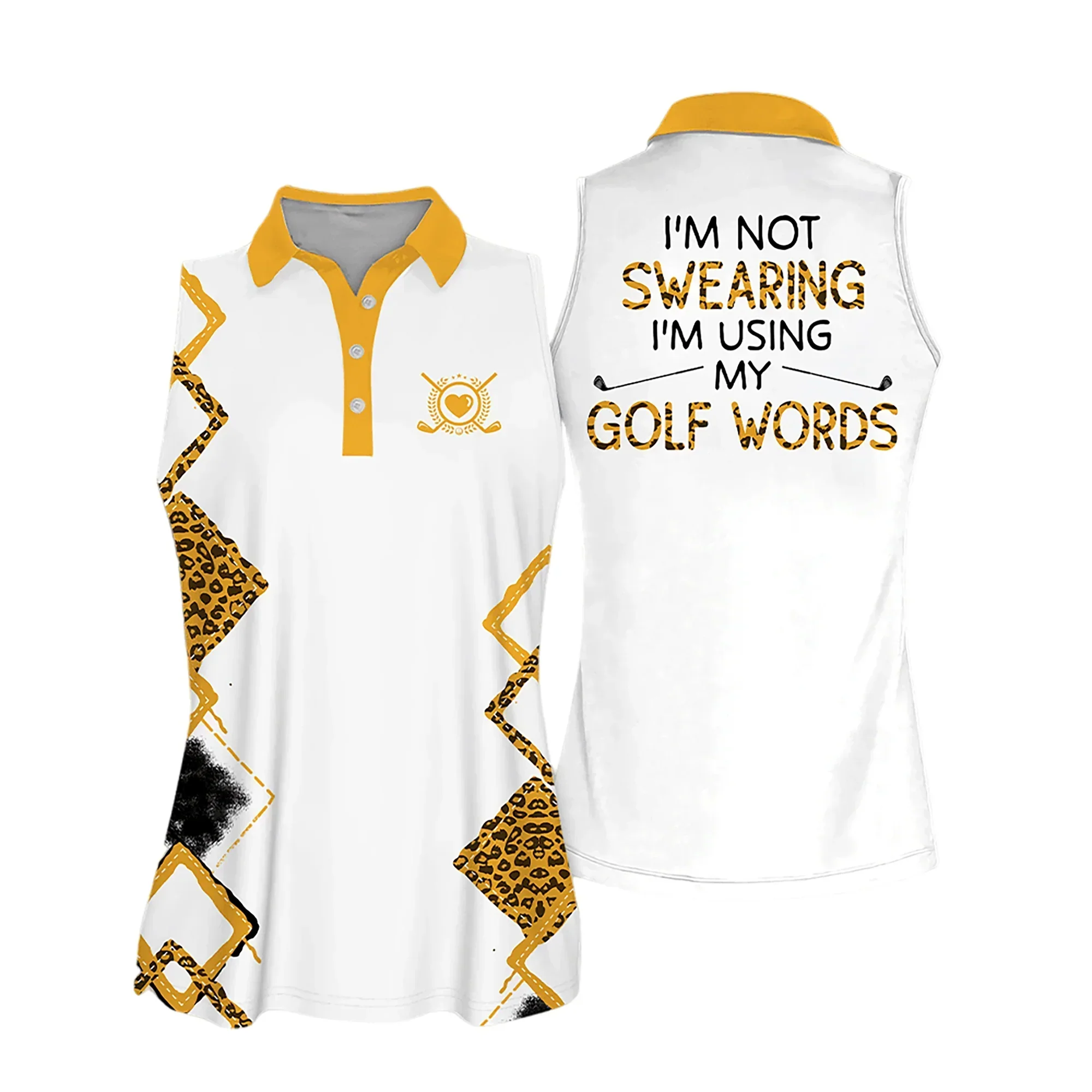 Golf Women Polo Shirt, Leopard Pattern I'm Using My Golf Words Multicolor Women Polo Shirt - Gift For Mother's Day, Golfers, Female, Golf Lovers - Image 7