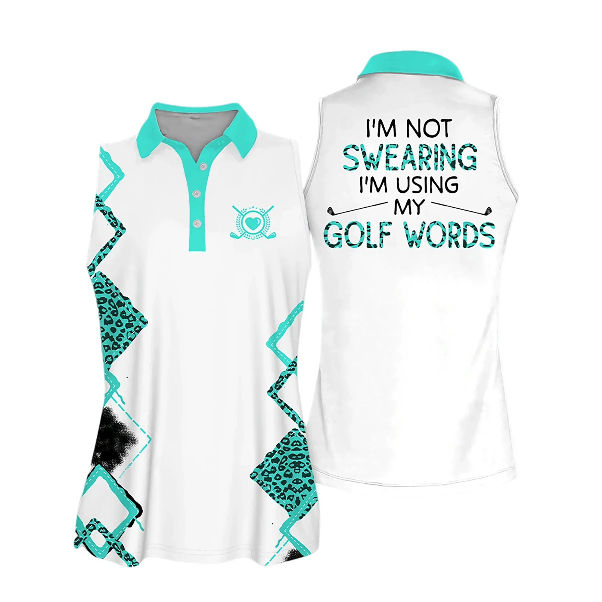 Golf Women Polo Shirt, Leopard Pattern I'm Using My Golf Words Multicolor Women Polo Shirt - Gift For Mother's Day, Golfers, Female, Golf Lovers - Image 8