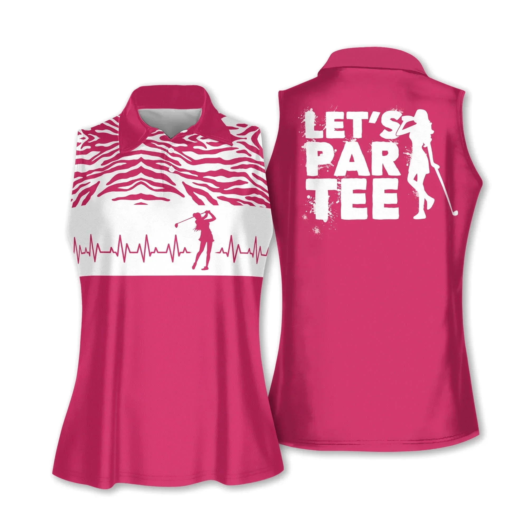 Golf Women Polo Shirt, Let Par Tee Golf Girl Heartbeat Multicolor Women Polo Shirt - Gift For Mother's Day, Golfers, Female, Golf Lover