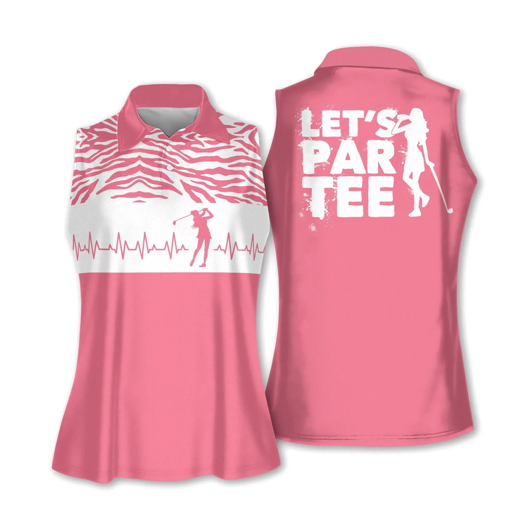 Golf Women Polo Shirt, Let Par Tee Golf Girl Heartbeat Multicolor Women Polo Shirt - Gift For Mother's Day, Golfers, Female, Golf Lover - Image 2