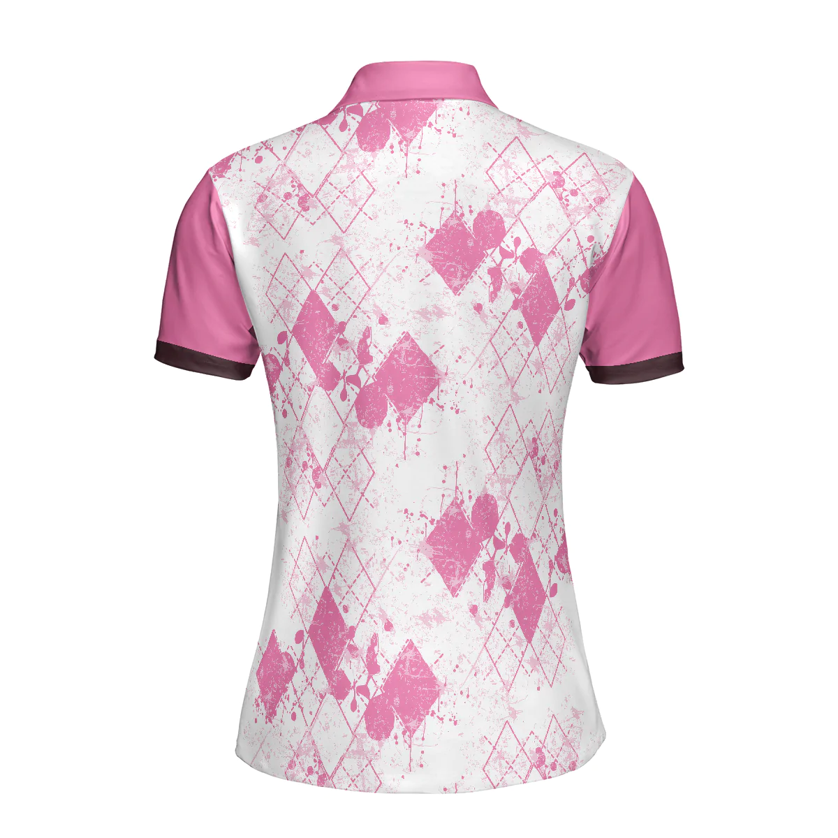 Golf Women Polo Shirt, Mrs. Bones Pink Argyle Pattern Women Polo Shirt, Best Golfing Gift For Ladies, Golfers, Golf Lovers, Proof That Women Can Drive - Image 3