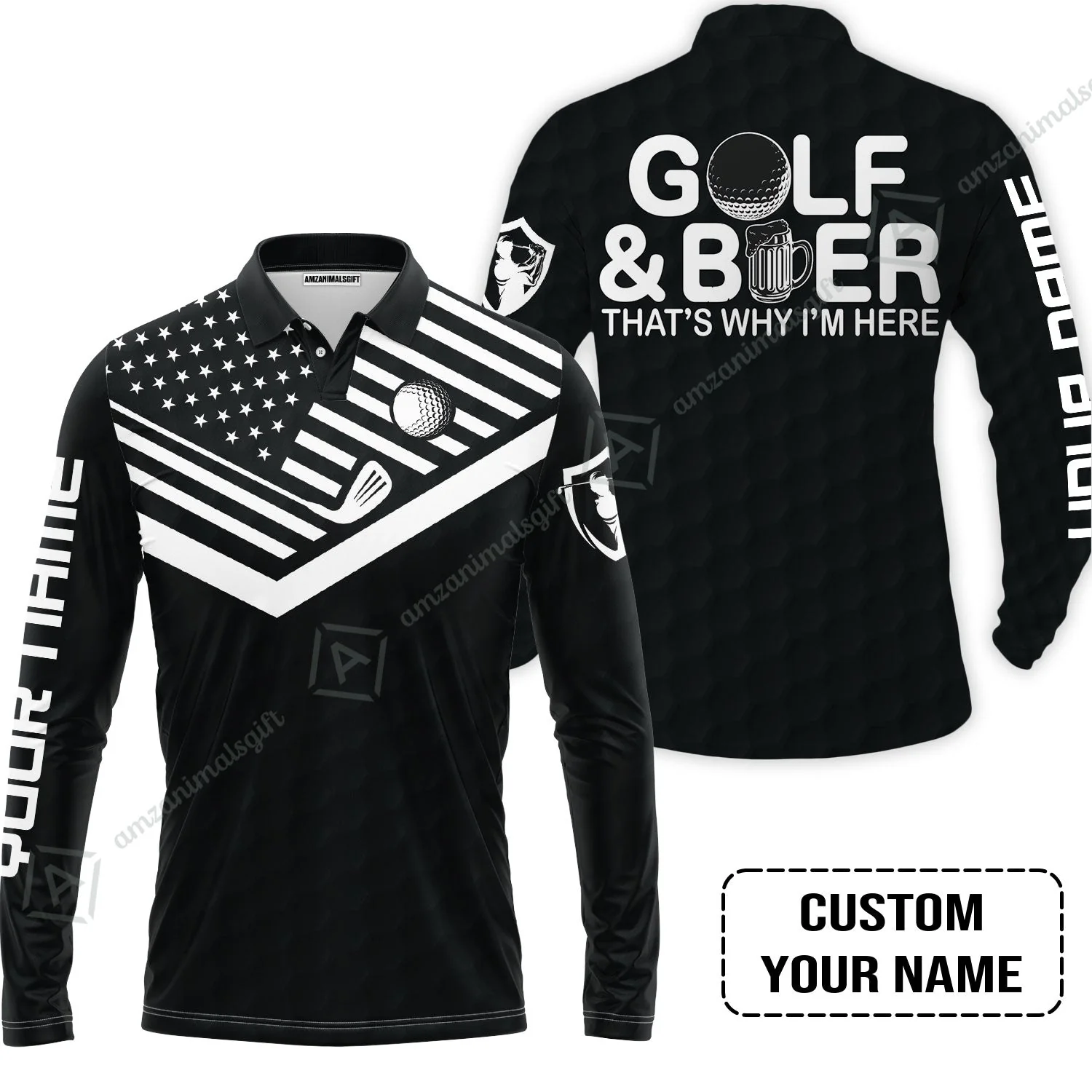Golf Women Polo Shirt - Personalized American Flag Golf Women Polo Shirt, Golf And Beer That's Why I'm Here Custom Shirt - Image 5