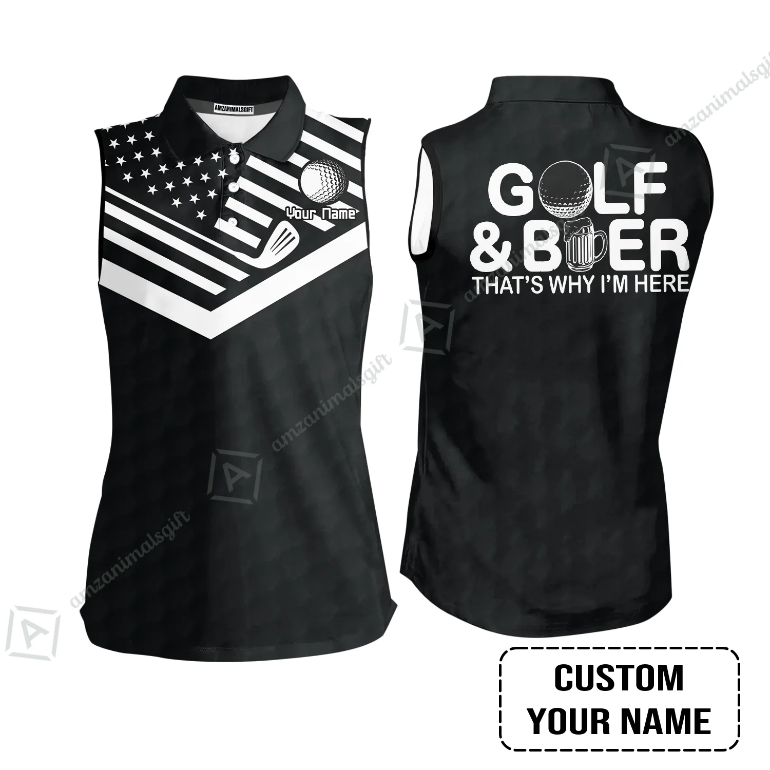 Golf Women Polo Shirt - Personalized American Flag Golf Women Polo Shirt, Golf And Beer That's Why I'm Here Custom Shirt - Image 7