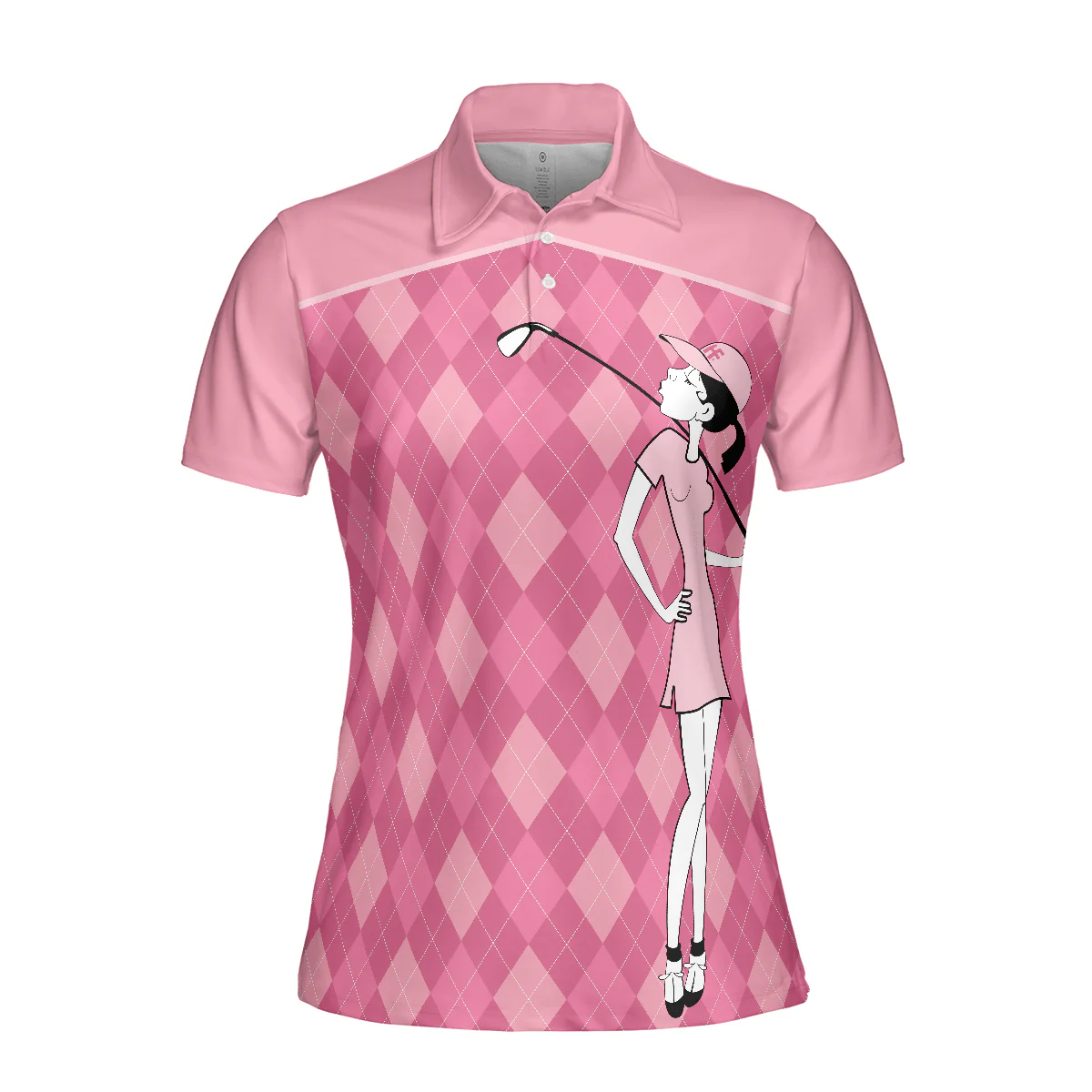 Golf Women Polo Shirt - Pink Argyle Pattern Golf Girl You Say Girl Can't Golf I Say Watch Me Women Polo Shirts - Perfect Gift For Women, Golfers - Image 4