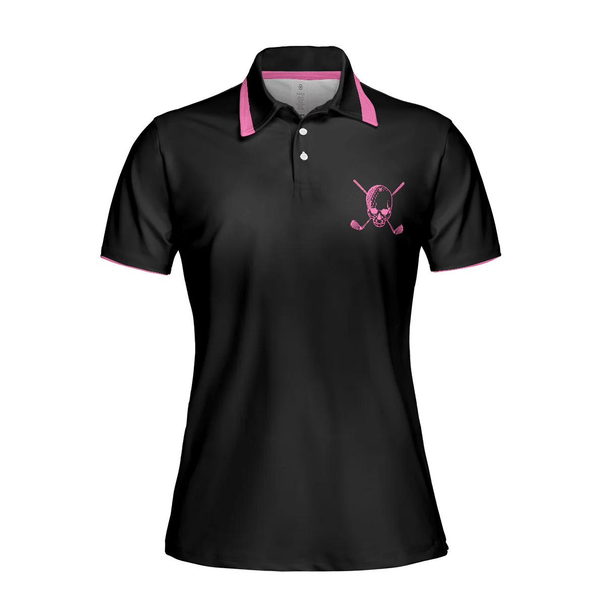 Golf Women Polo Shirt, Pink Skull Black Women Polo Shirts, Simple Golf Shirt Design Gift For Female Golfers, Ladies, Golf Lovers - Image 3