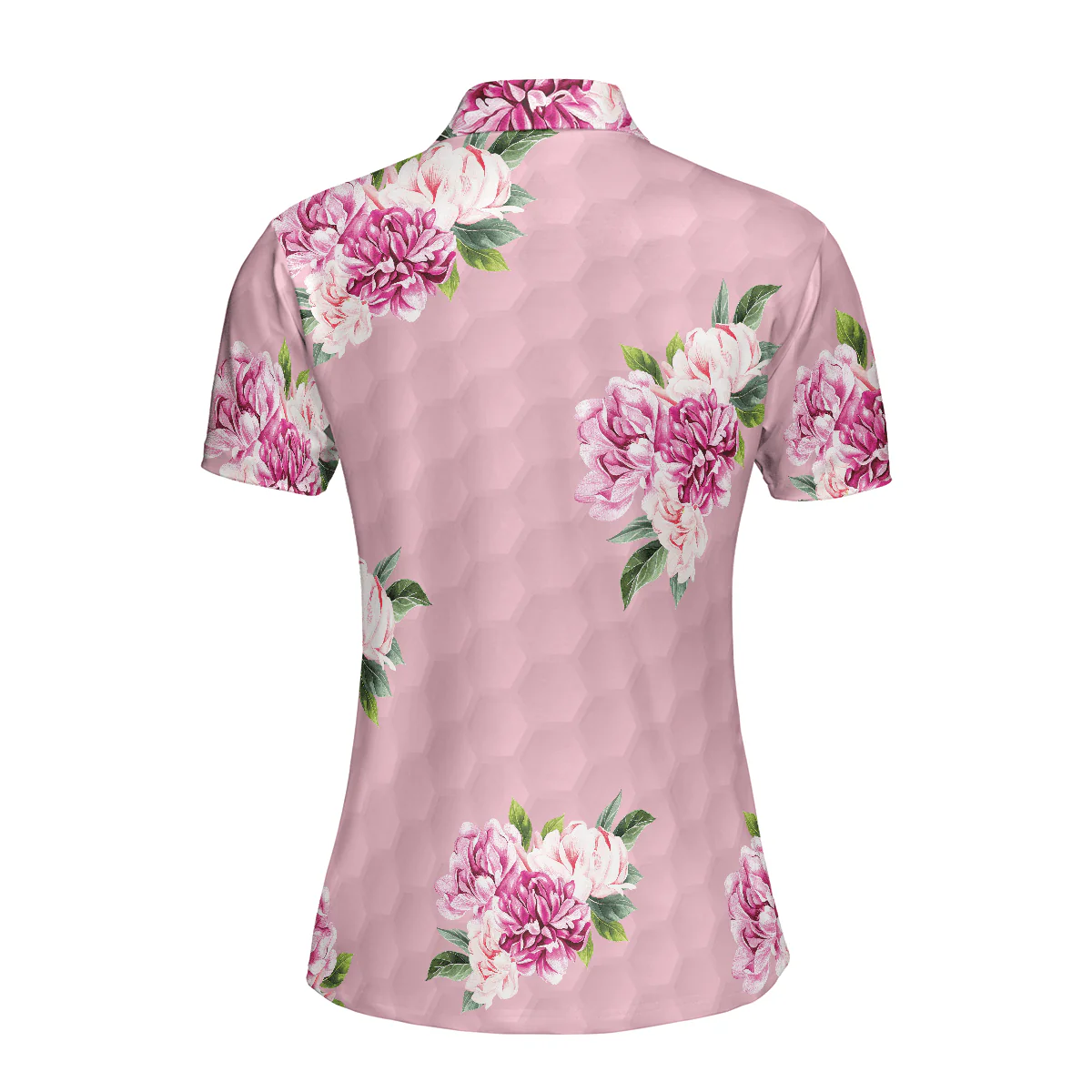 Golf Women Polo Shirt, Pink Watercolor Flowers Women Polo Shirt - Perfect Gift For Female, Ladies, Golfers, Golf Lovers - Image 3