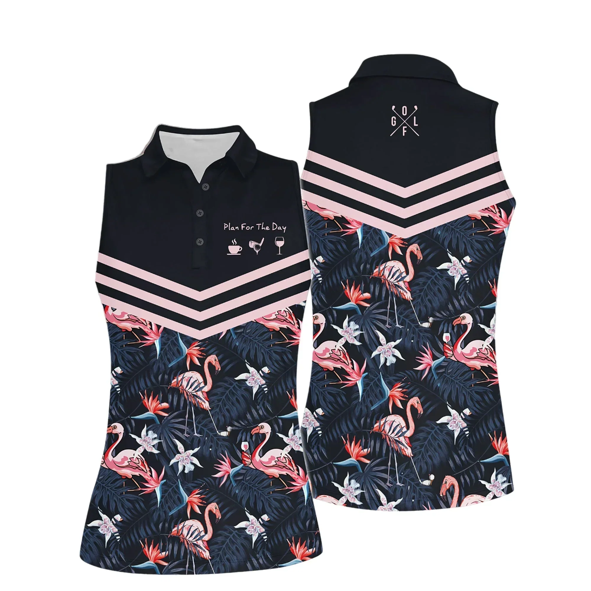 Golf Women Polo Shirt, Plan For The Day Flamingo Tropical Pattern Polo Women Shirt - Gift For Mother's Day, Golfers, Female, Golf Lover