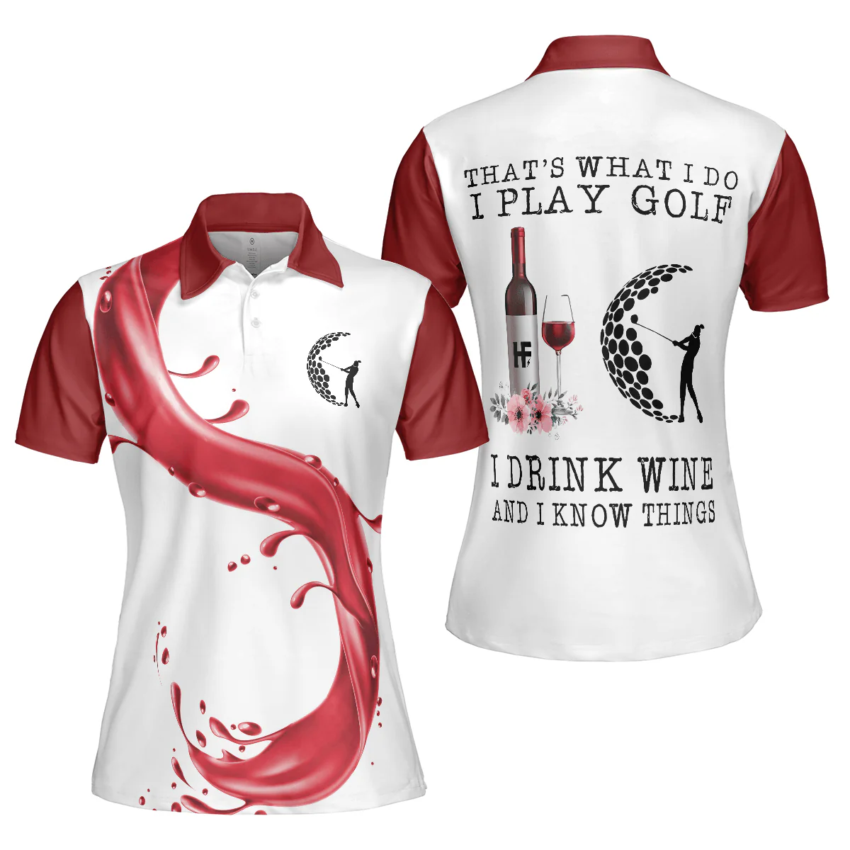 Golf Women Polo Shirt, Play Golf And Drink Wine Women Polo Shirts, Best Golf Gift For Ladies, Golfers, Golf Lovers - Image 2