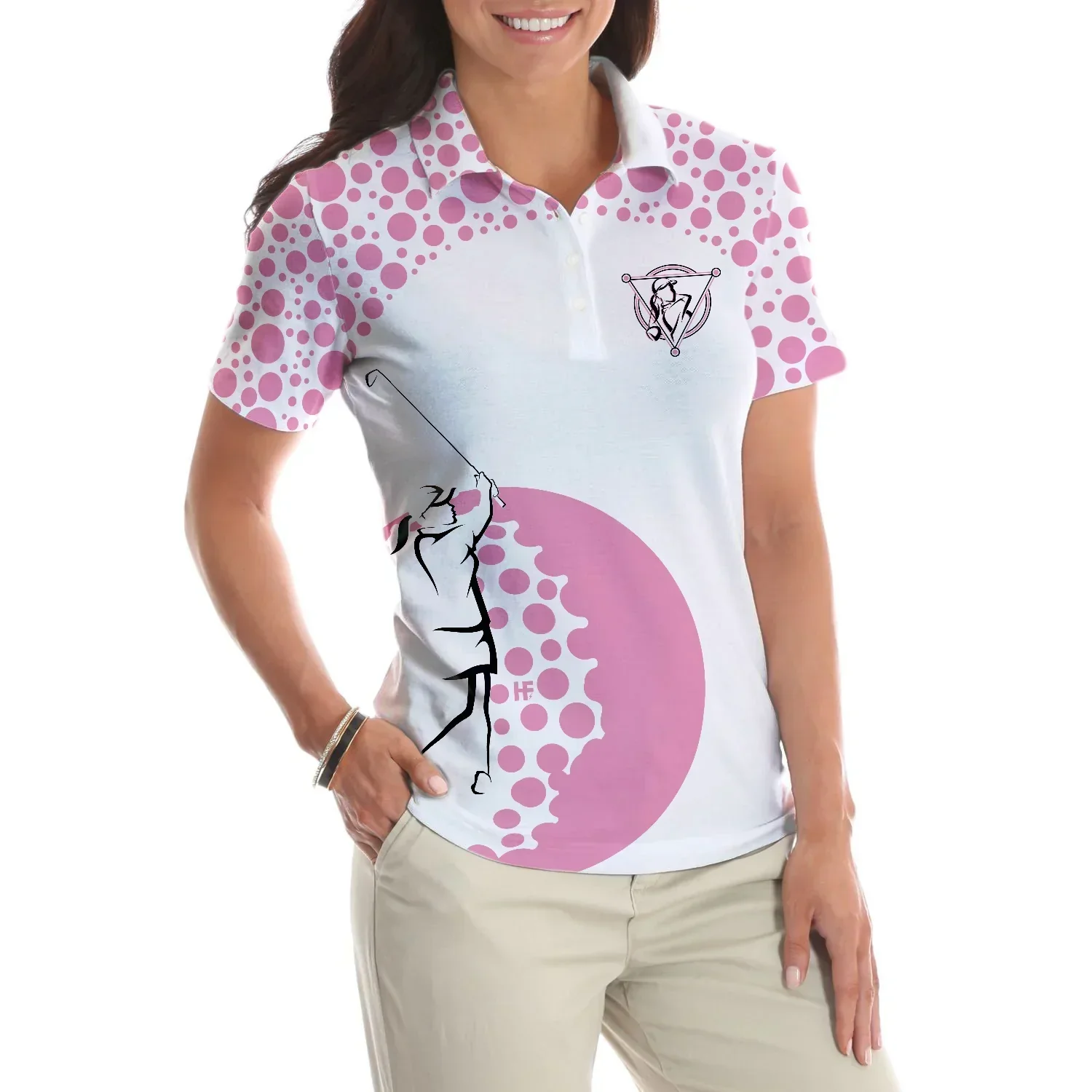Golf Women Polo Shirt, Real Grandmas Play Golf, White And Pink Golf Women Polo Shirts, Funny Female Golf Gift For Golfers, Ladies, Golf Lovers - Image 3