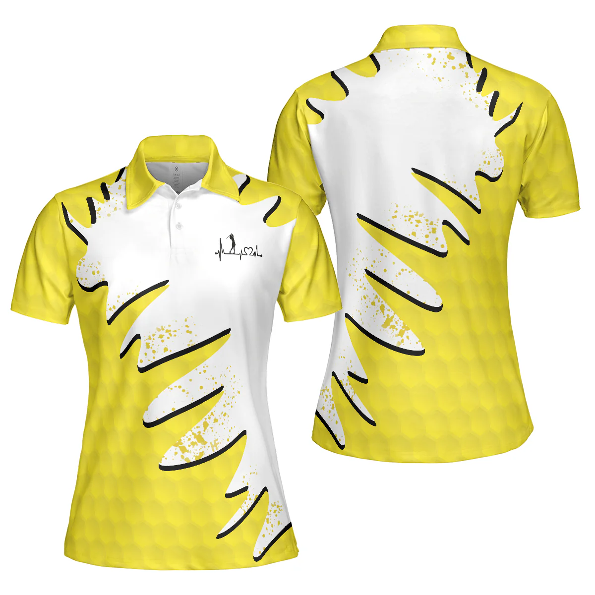 Golf Women Polo Shirt, Sporty And Cute Golf Girl Golf Women Polo Shirts, White And Yellow Golf Shirt For Ladies - Perfect Gift For Golfer, Golf Lovers - Image 2