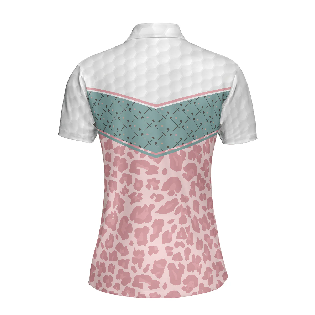 Golf Women Polo Shirt, Striped Golf Clubs Seamless Pattern Leopard Women Polo Shirts, Best Gift For Ladies, Golfers, Golf Lovers - Image 3