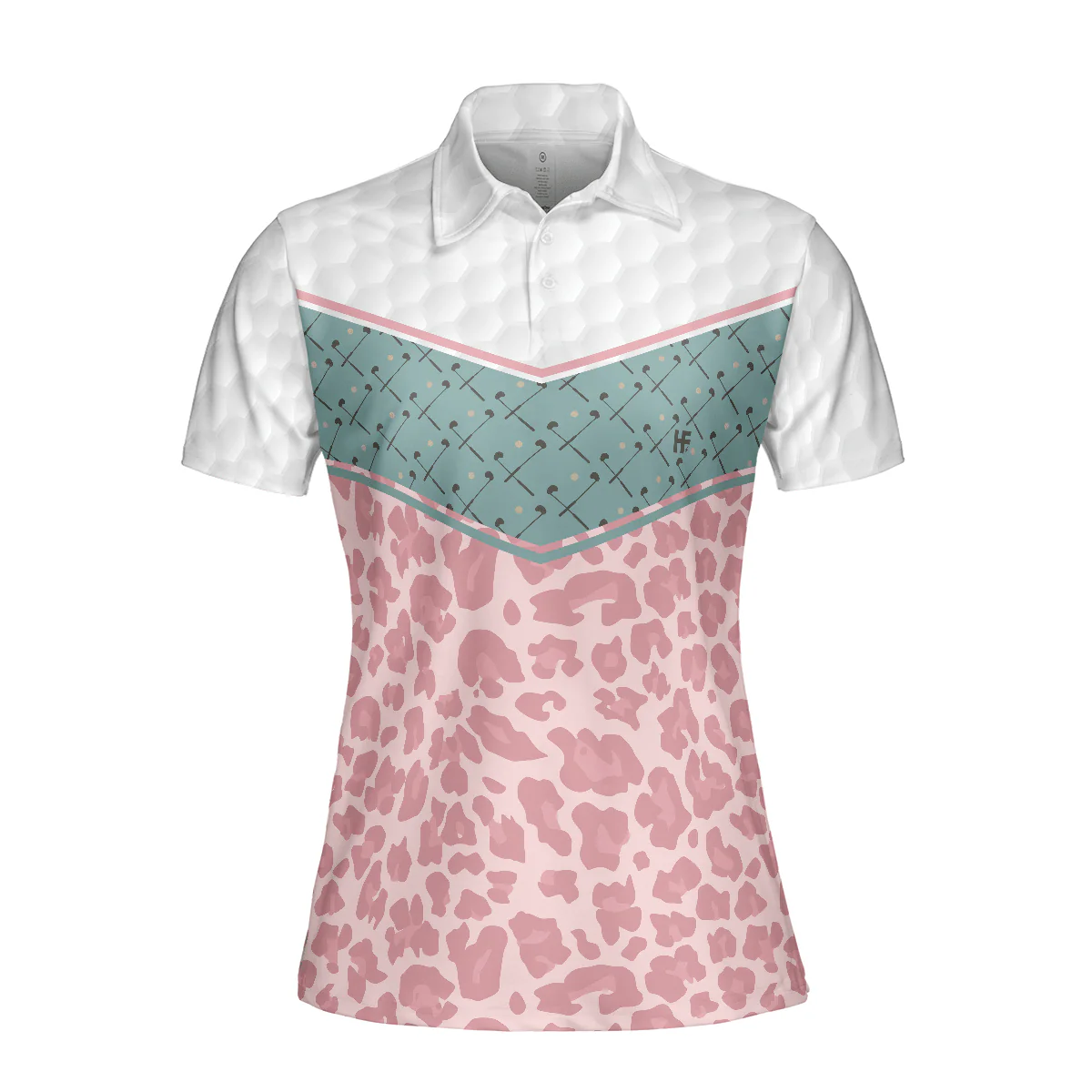 Golf Women Polo Shirt, Striped Golf Clubs Seamless Pattern Leopard Women Polo Shirts, Best Gift For Ladies, Golfers, Golf Lovers - Image 4