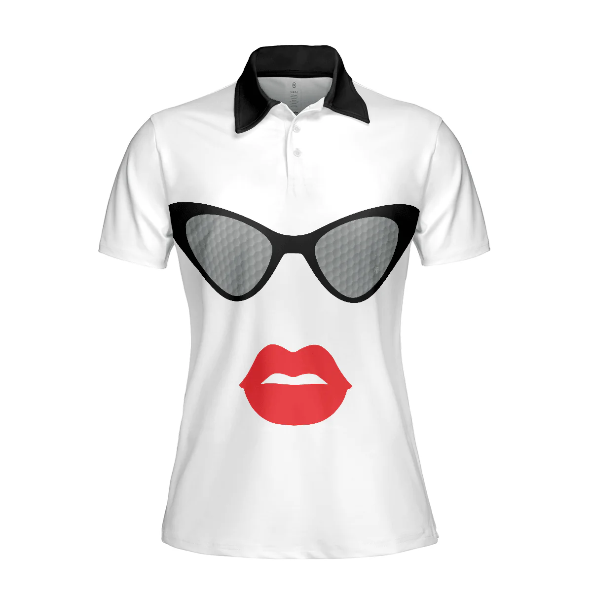 Golf Women Polo Shirt, Sunglasses And Sexy Red Lips Women Polo Shirts, Unique White Golf Shirt For Ladies, Perfect Gift For Golfers, Golf Lovers - Image 4