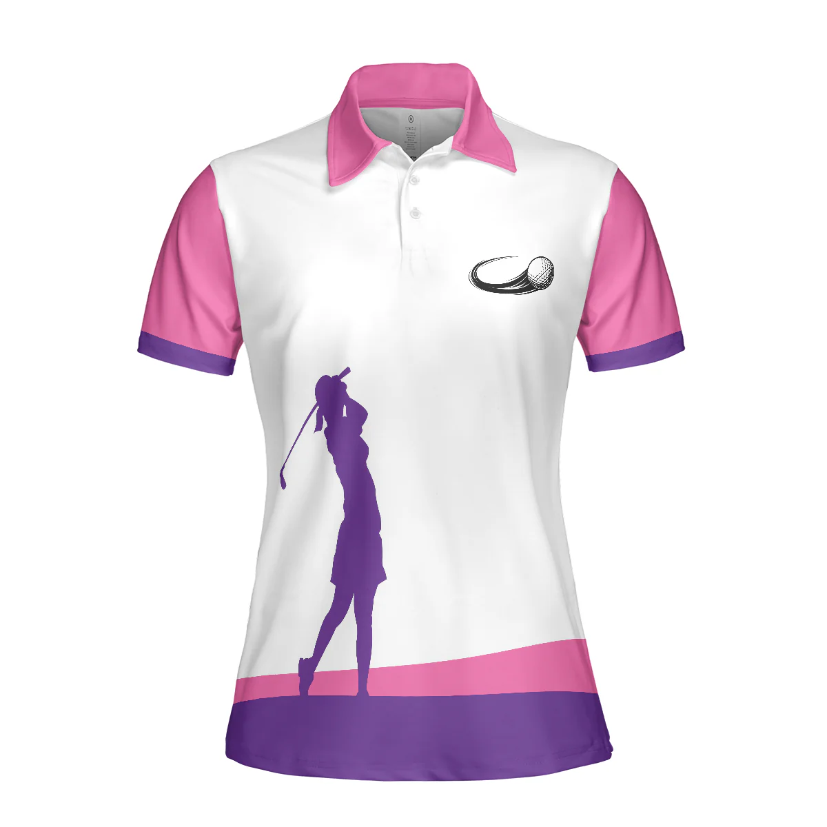 Golf Women Polo Shirt, Swing Swear Look For Ball Repeat Golf Polo Shirts, White And Pink Golf Shirt For Ladies - Perfect Gift For Women, Ladies - Image 2