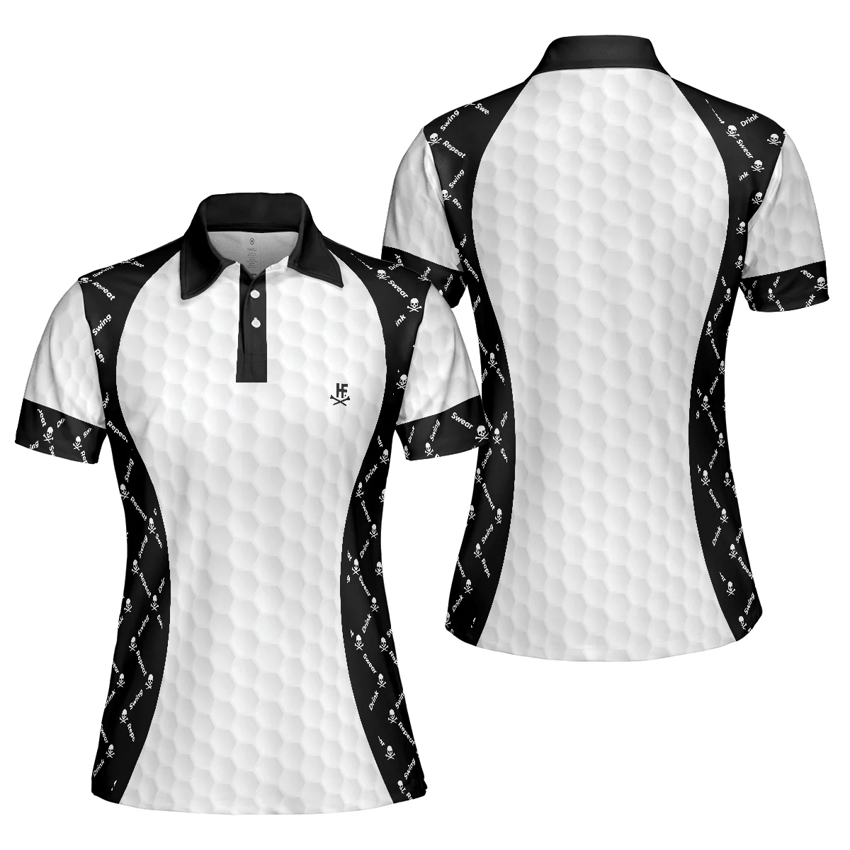 Golf Women Polo Shirt, Swing Swear With Skull Argyle Pattern Golf Women Polo Shirts, Basic Ladies Golf Shirt - Perfect Gift For Women, Ladies - Image 2
