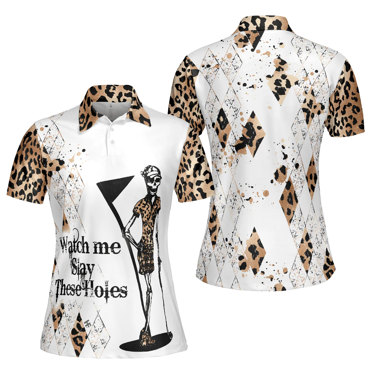 Golf Women Polo Shirt, Watch Me Slay These Holes Women Polo Shirts, Panther Skin Pattern Polo Shirt - Perfect Gift For Ladies, Golfers - Image 2