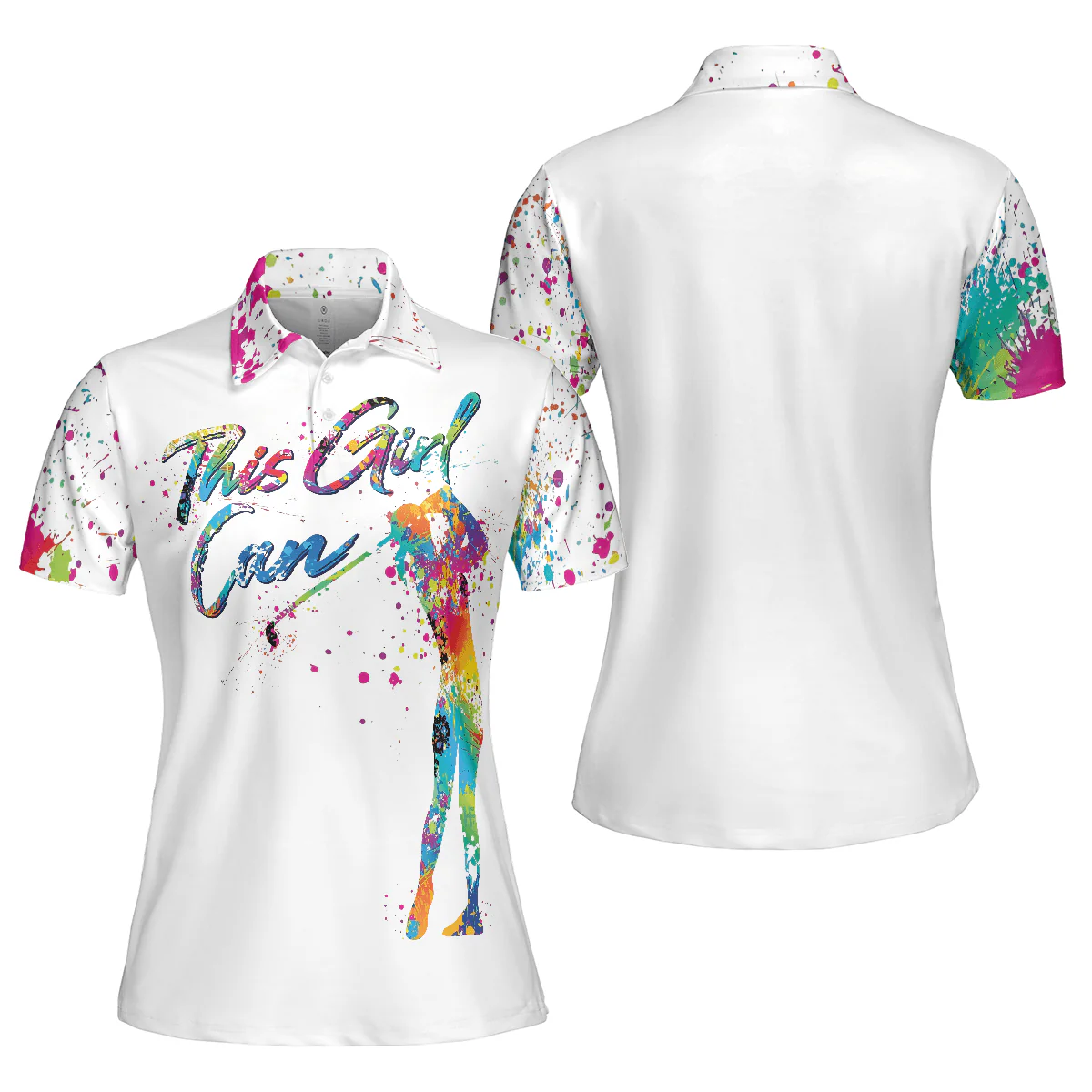 Golf Women Polo Shirt, Watercolor Shirts, This Girl Can Golf Women Polo Shirt, Golfing Gift For Ladies, Golfers, Golf Lovers - Image 2