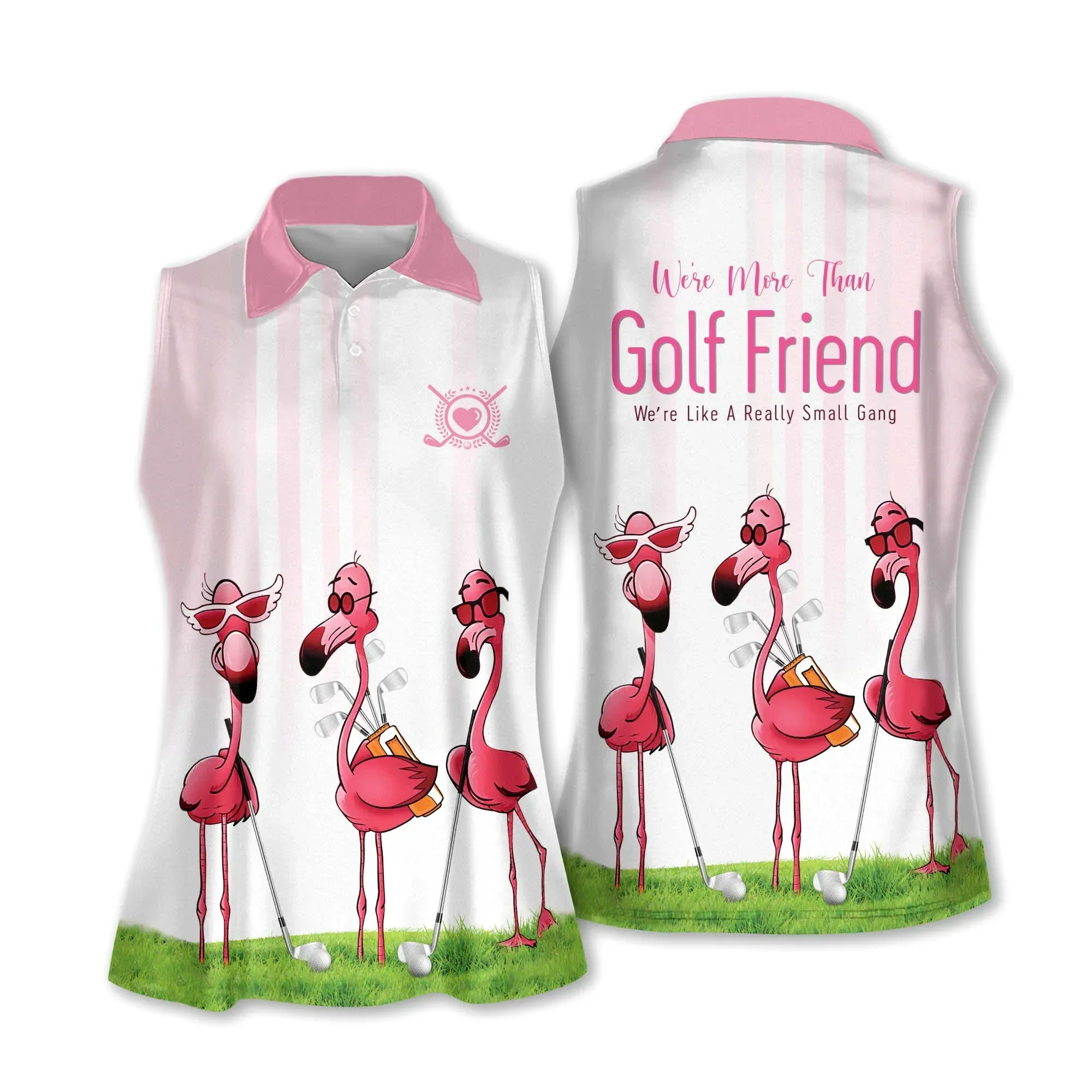 Golf Women Polo Shirt, We Are More Than Golf Friends Funny Flamingo Women Polo Shirt - Gift Sport For Mother's Day, Golfers, Golf Lover