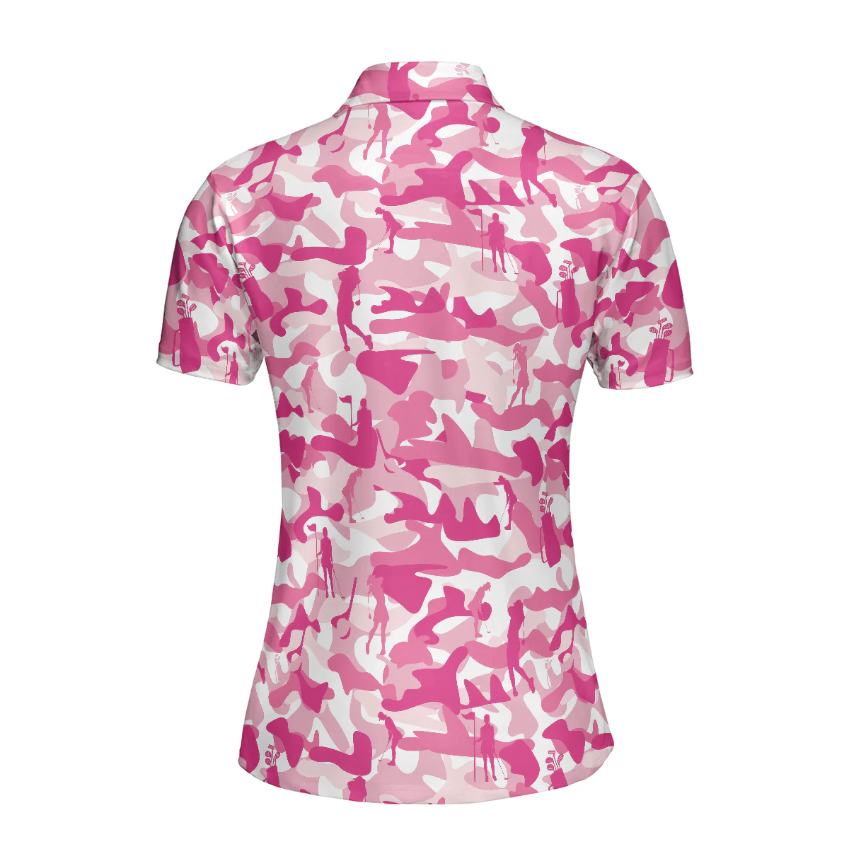 Golf Women Polo Shirt - White Pink Camouflage Thinning Layout   Women Polo Shirt, Best Golf Shirt For Golfers - Perfect Gift For Women, Golf Lover - Image 3