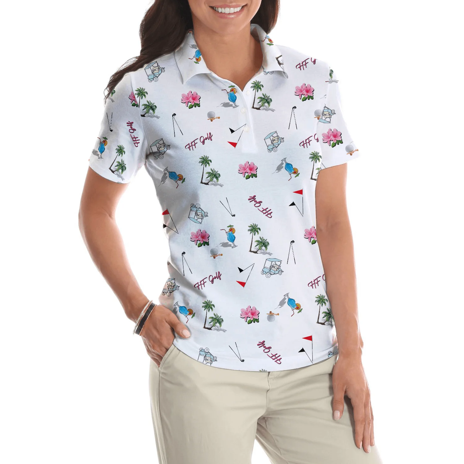 Golf Women Polo Shirt, With Golf Equipments In Summer Women Polo Shirts, Best Female Gift For Golf Lovers, Ladies, Golfers - Image 5