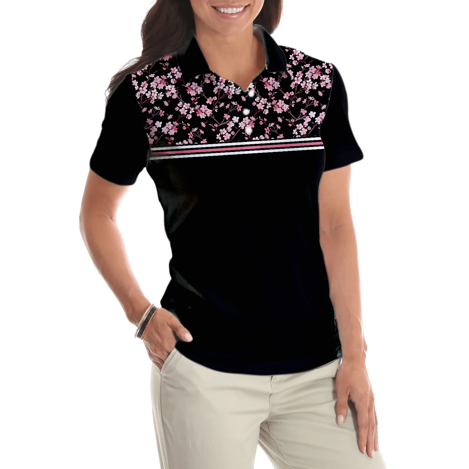 Golf Women Polo Shirts - Floral Golfing Pattern You Are Looking At My Putt Again Golf Polo Shirts - Perfect Gift For Women, Golfers, Golf Lover - Image 5