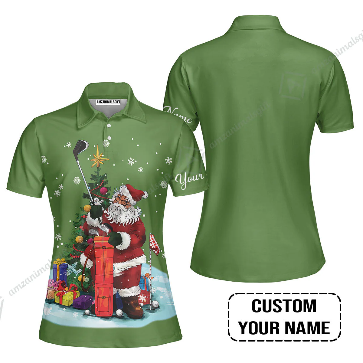 Golf Women Sleeveless Polo Shirt - Christmas Custom Name, Santa Golfer Apparel - Personalized Gift For Golf Lover - Image 3