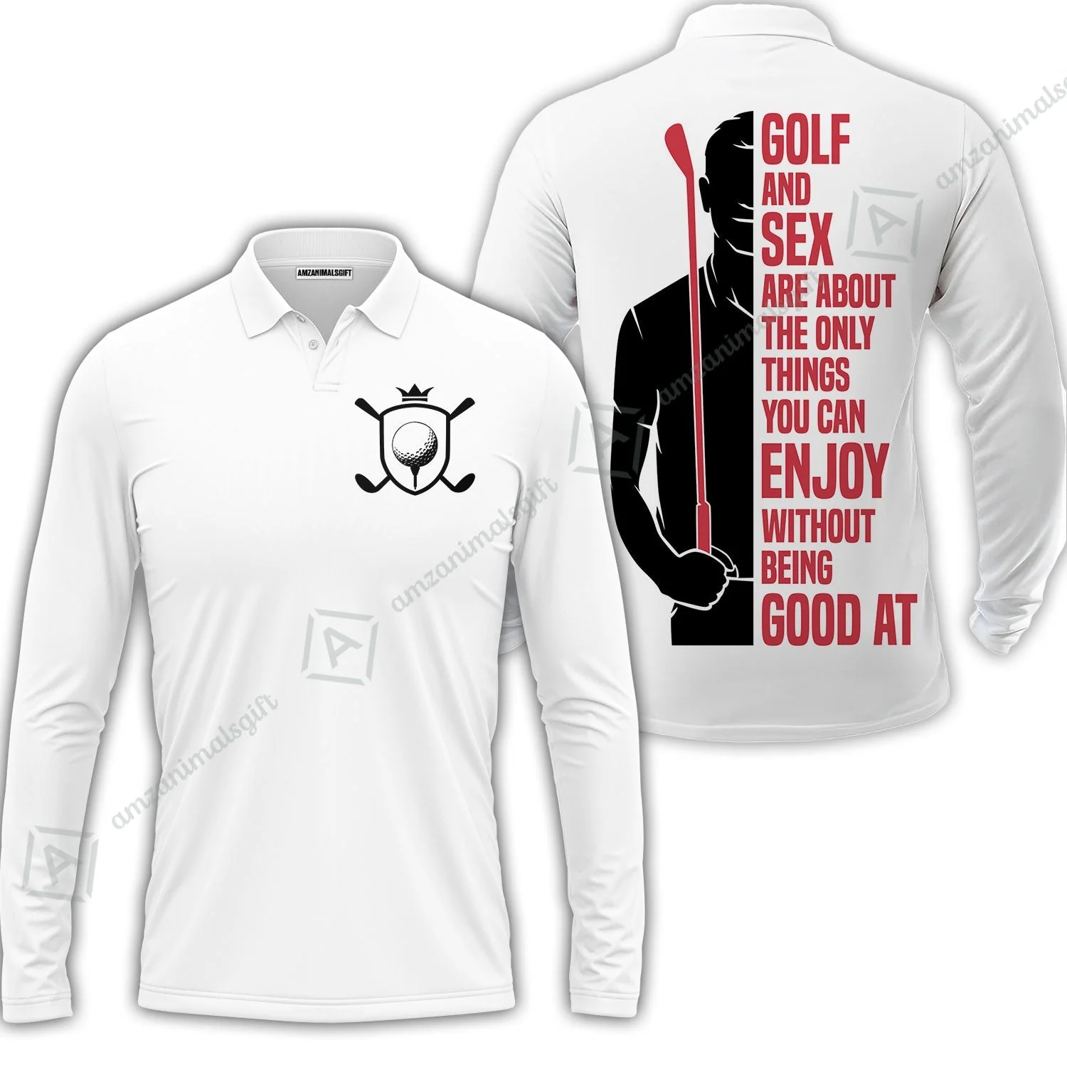 Golf Zip Polo Shirt - Golf And Sex Are About The Only Things You Can Enjoy Without Being Good At Polo Shirt,True Golf Zip Polo Shirt - Image 3