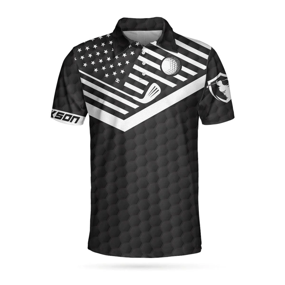 Golfer Custom Polo Shirt, I Am A Golfer Custom Men Polo Shirt, Personalized Black American Flag Polo Shirt, Cool Golf Shirt For Men - Image 3