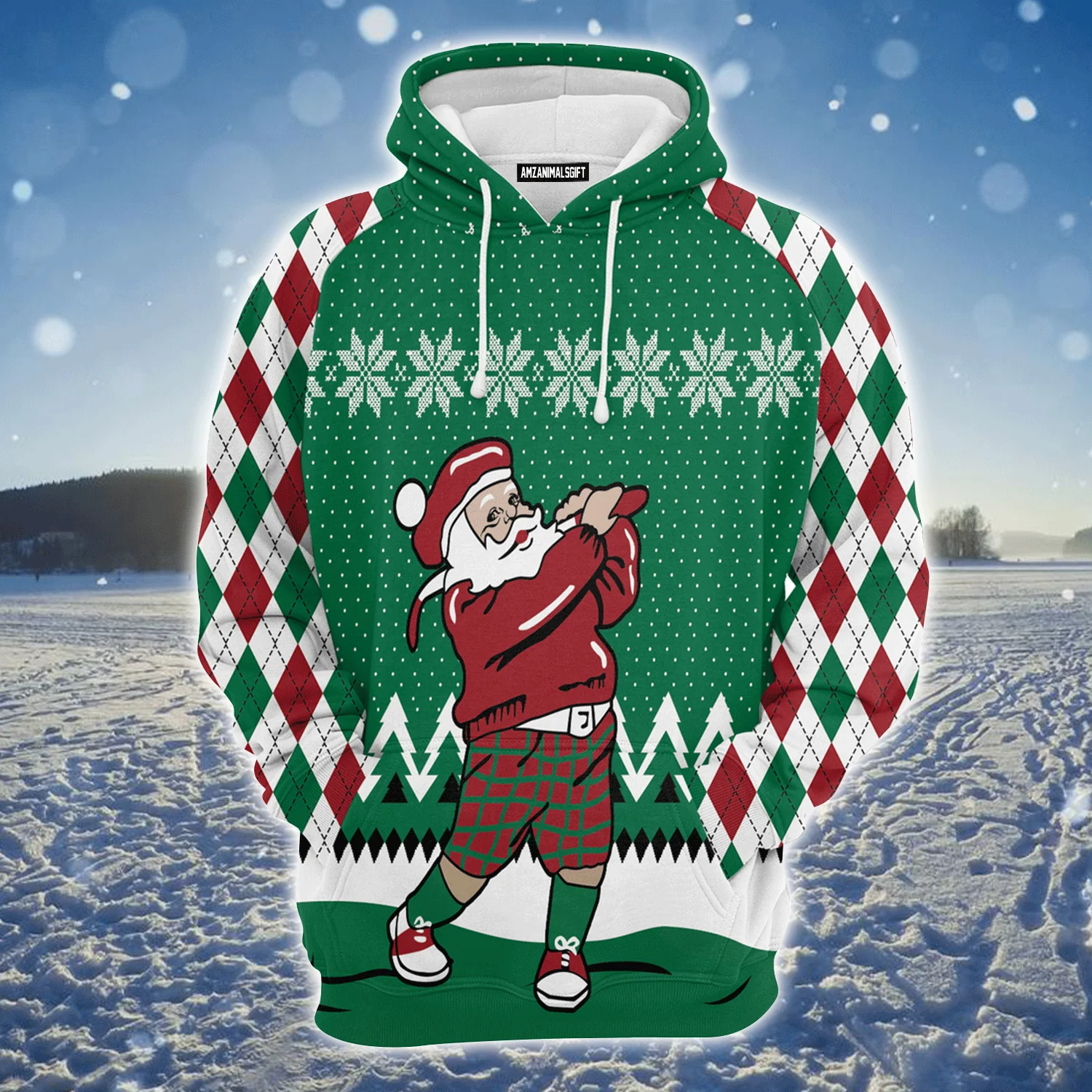 Golfer Premium Christmas Hoodie, Funny Golfer Santa Unisex Hoodie For Men & Women - Perfect Gift For Christmas, Golf Lover - Image 2
