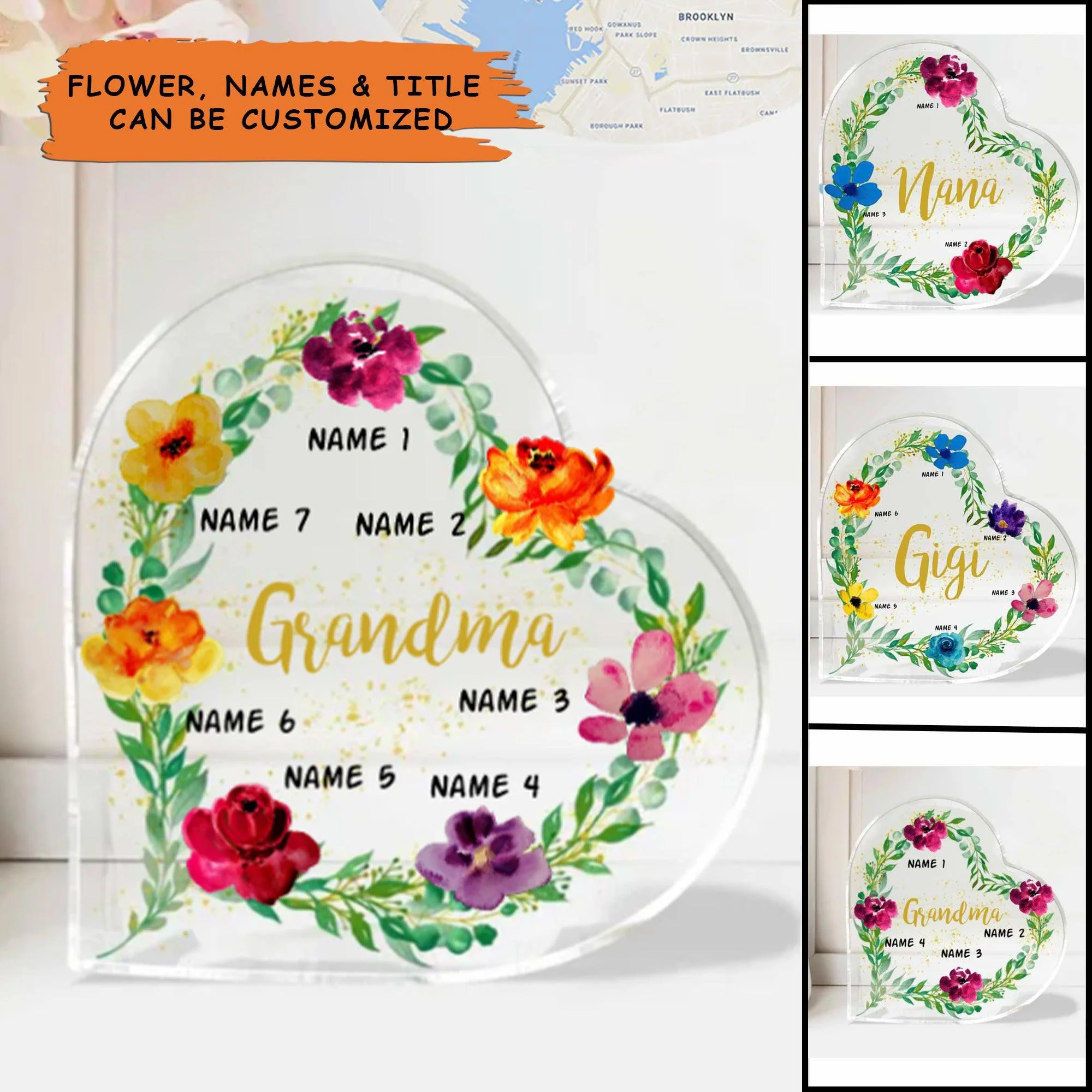 Grandma Custom Shaped Acrylic Plaque - Personalized Grandma Grandma and Grandchildren Custom Shaped Acrylic Plaque - Perfect Gift For Grandma, Nana