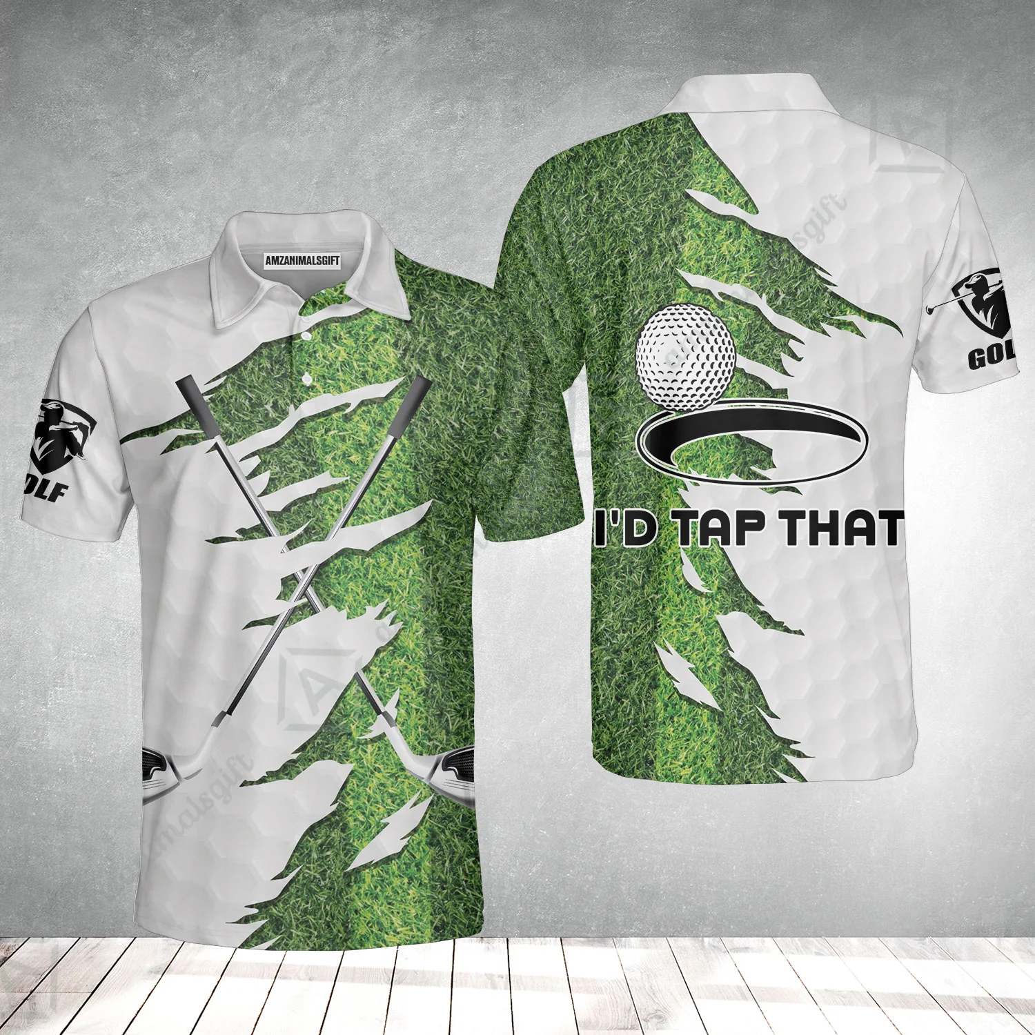 Green Golf Course Polo Shirt, I'd Tap That Golf Polo Shirt - Image 2