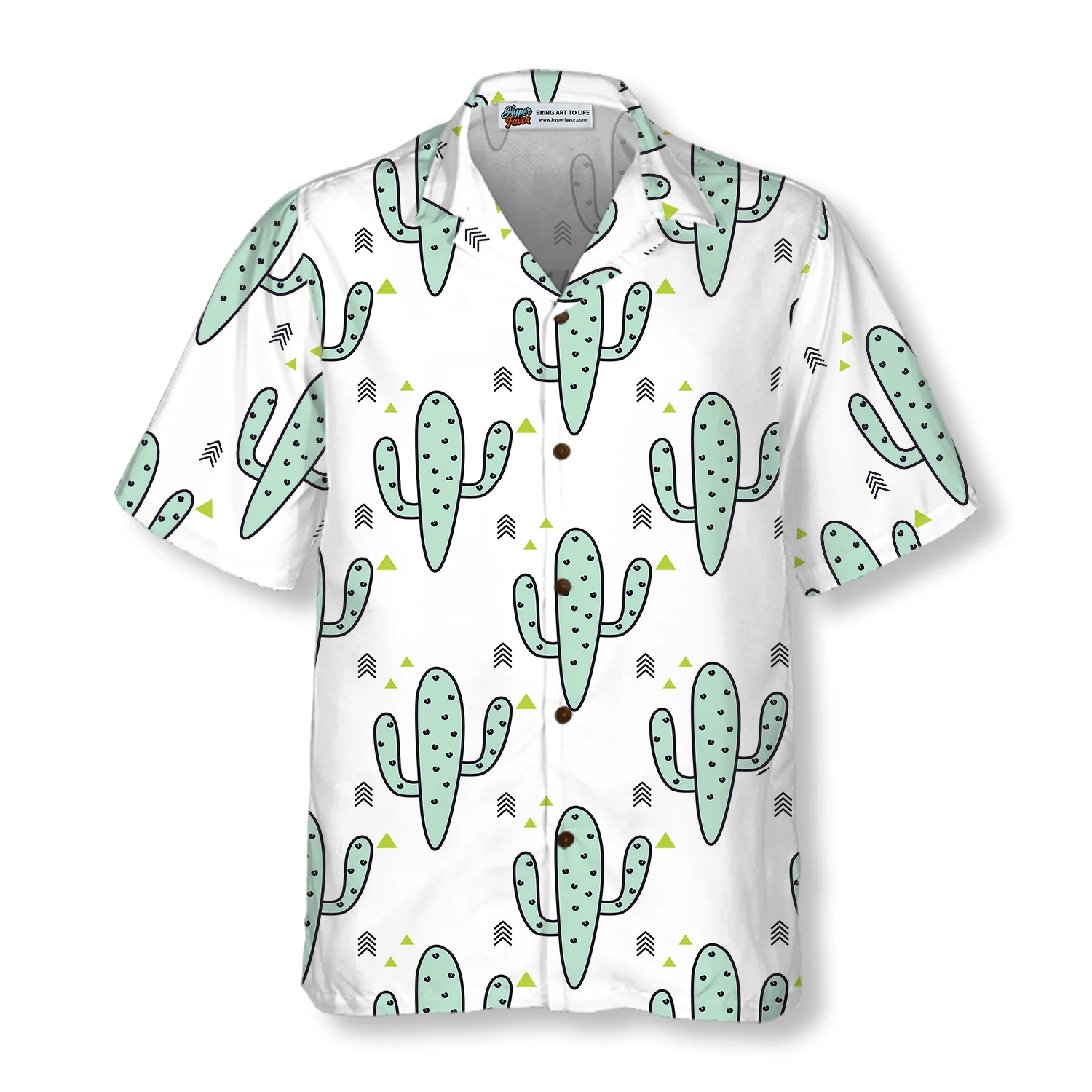Green Mint Cactuses Pattern Aloha Hawaiian Shirt For Summer, Colorful Shirt For Men Women, Perfect Gift For Friend, Team, Family - Image 2