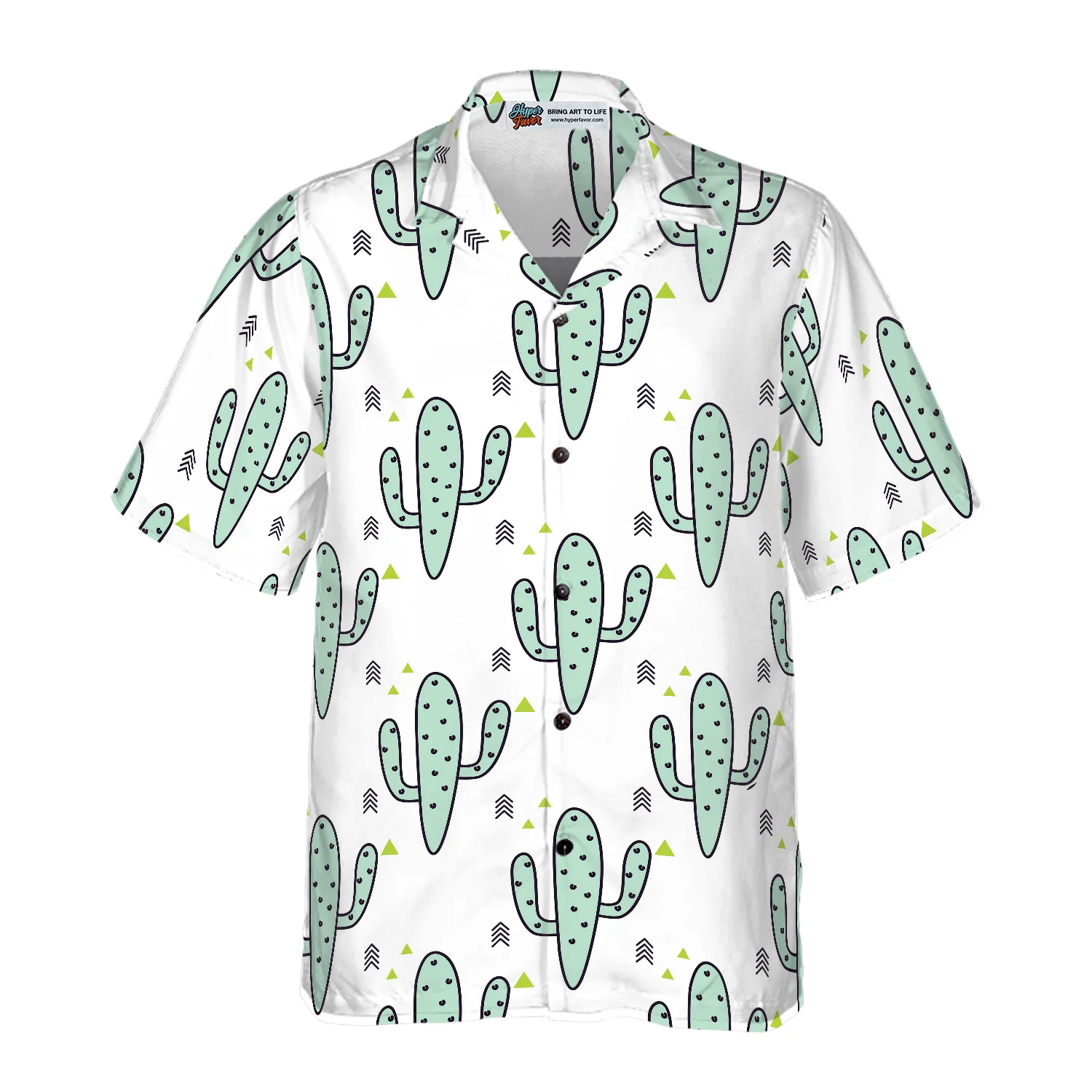 Green Mint Cactuses Pattern Aloha Hawaiian Shirt For Summer, Colorful Shirt For Men Women, Perfect Gift For Friend, Team, Family - Image 3