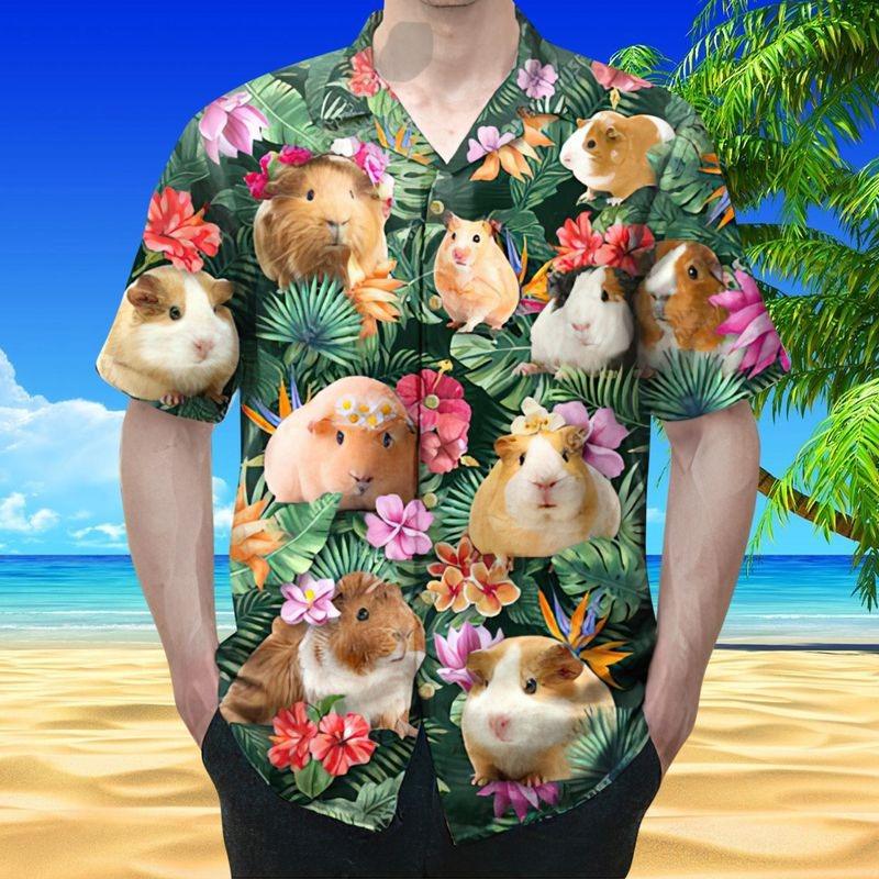 Guinea Pig Aloha Hawaiian Shirt - Guinea Pig Floral Pattern Hawaiian Shirt, Tropical Flowers Hawaiian Shirt For Men & Women, Guinea Pig Lover