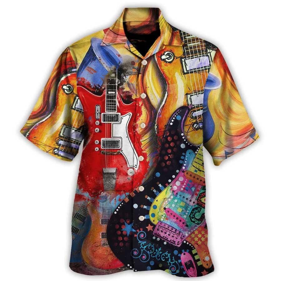 Guitar Aloha Hawaiian Shirt For Summer, Guitar Galaxy Amazing Background Colorful Hawaiian Shirts Outfit For Men Women, Music Guitar Lovers - Image 3