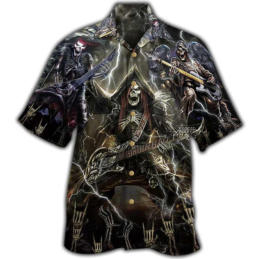 Guitar Aloha Hawaiian Shirt For Summer, Guitar Music Get High With Music Dark Style Hawaiian Shirts Matching Outfit For Men Women, Music Guitar Lovers - Image 2