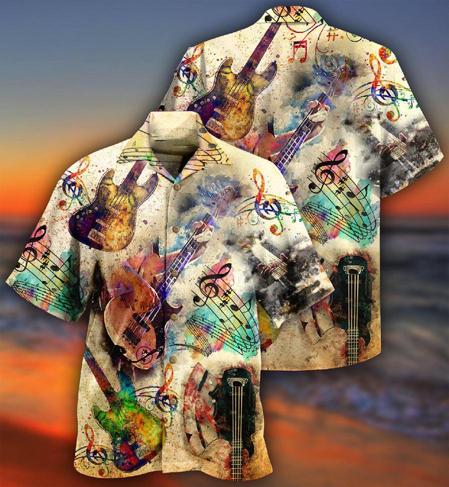 Guitar Aloha Hawaiian Shirt For Summer, Its Like Guitar But Way Cooler Bass Guitar Hawaiian Shirts Matching Outfit For Men Women, Music Guitar Lover