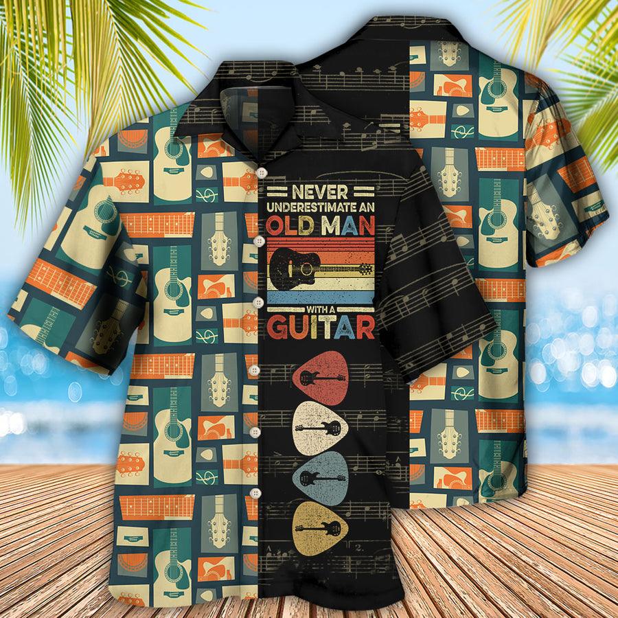 Guitar Aloha Hawaiian Shirt For Summer, Never Underestimate An Old Man With A Guitar Hawaiian Shirts Matching Outfit For Men Women, Music Guitar Lover - Image 2