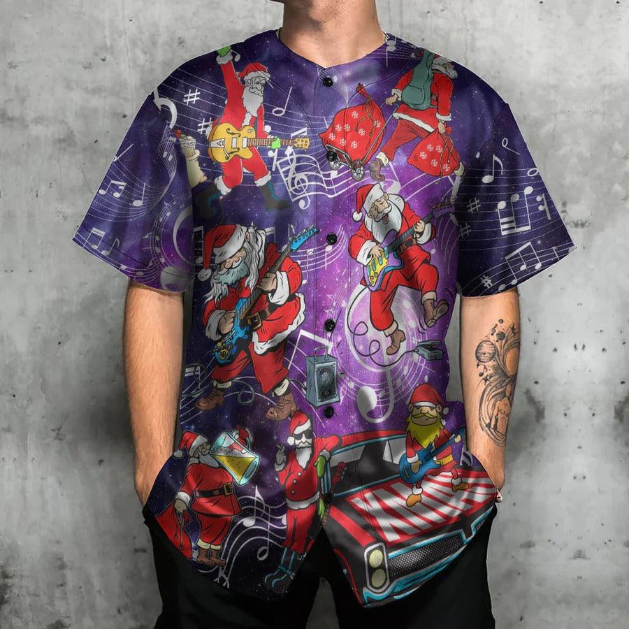 Guitar Baseball Jersey, Christmas, Santa Claus Playing Guitar Baseball Jersey For Men And Women - Perfect Gift For Guitar Lovers, Music Lovers - Image 4