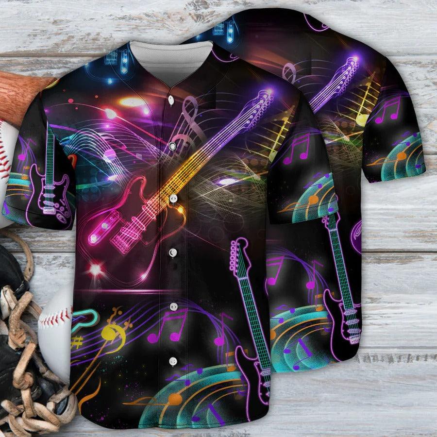 Guitar Baseball Jersey, Guitar Melody, Guitar Neon Painting Baseball Jersey For Men And Women - Perfect Gift For Guitar Lovers, Music Lovers