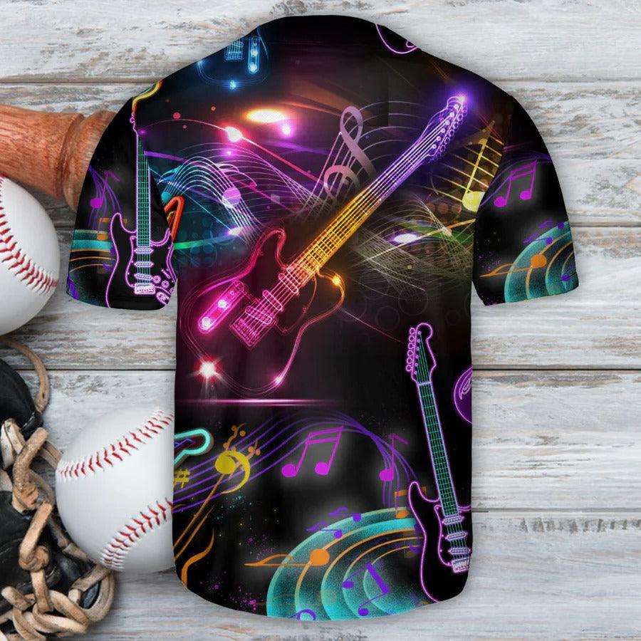 Guitar Baseball Jersey, Guitar Melody, Guitar Neon Painting Baseball Jersey For Men And Women - Perfect Gift For Guitar Lovers, Music Lovers - Image 3