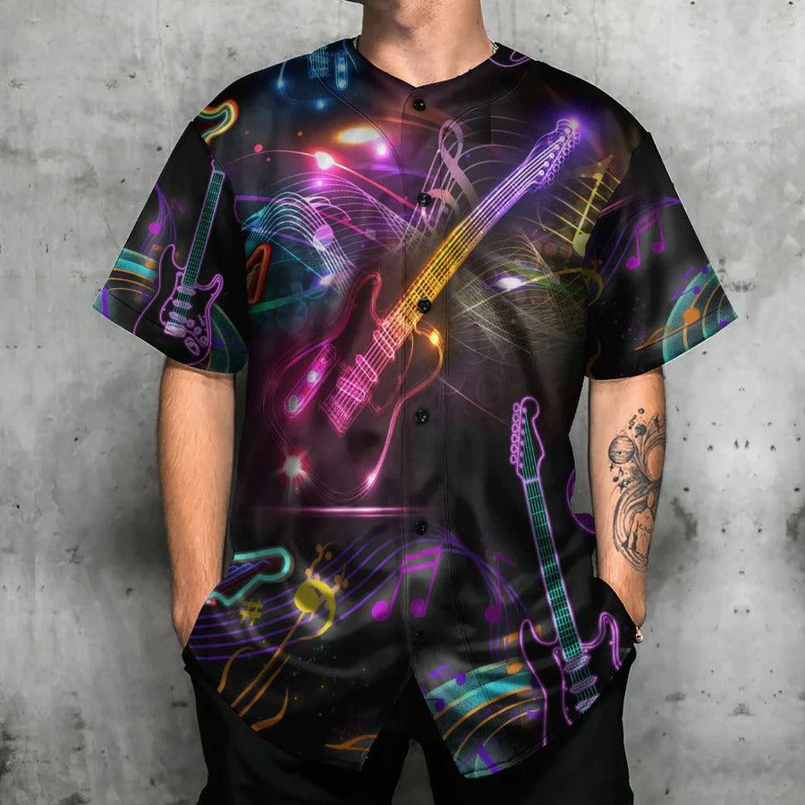 Guitar Baseball Jersey, Guitar Melody, Guitar Neon Painting Baseball Jersey For Men And Women - Perfect Gift For Guitar Lovers, Music Lovers - Image 4