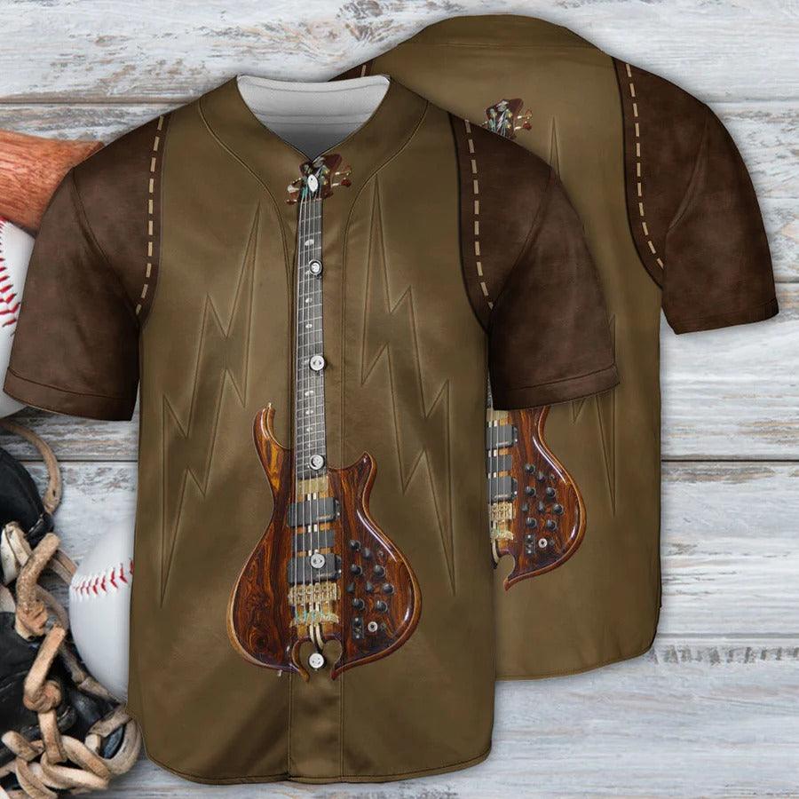 Guitar Baseball Jersey, Guitar Music Rock Leather Style Baseball Jersey For Men And Women - Perfect Gift For Guitar Lovers, Music Lovers