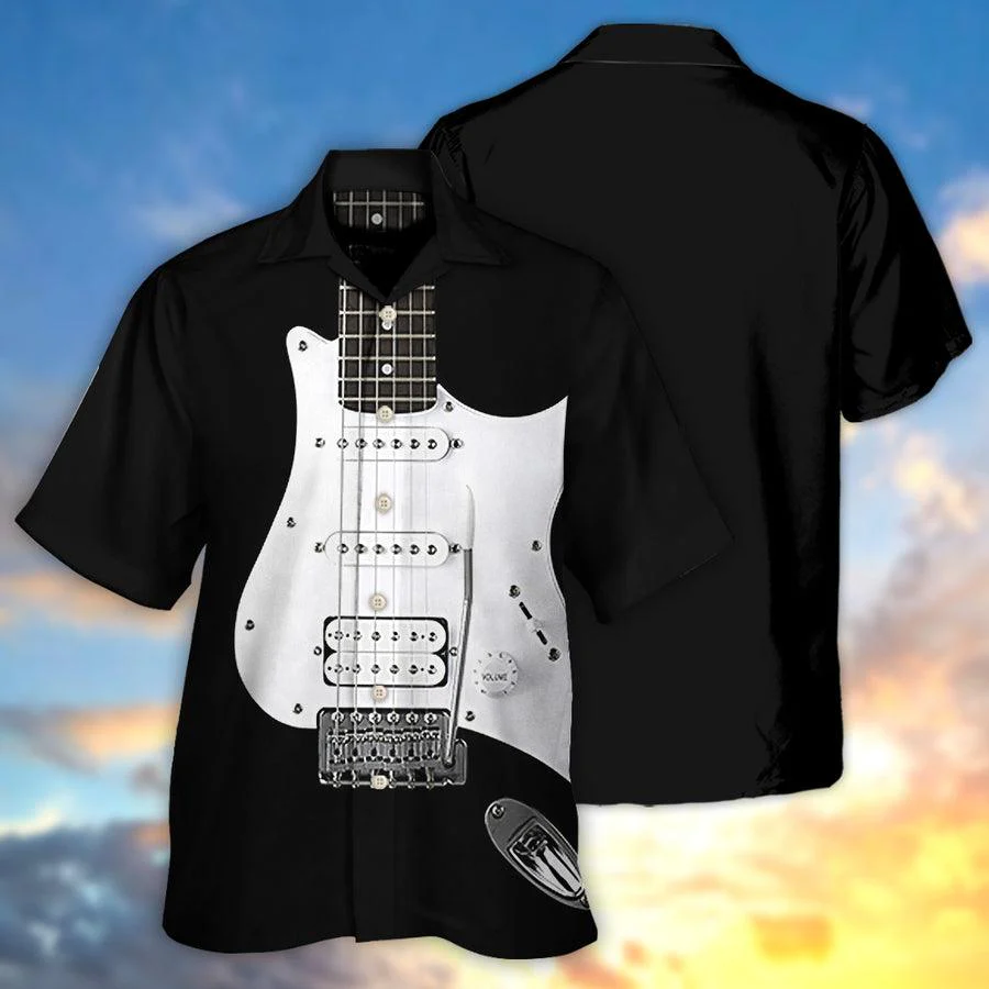 Guitar Black Aloha Hawaiian Shirt For Summer, Electric Guitar Hawaiian Shirts Outfit For Men Women, Music Guitar Lovers - Image 3