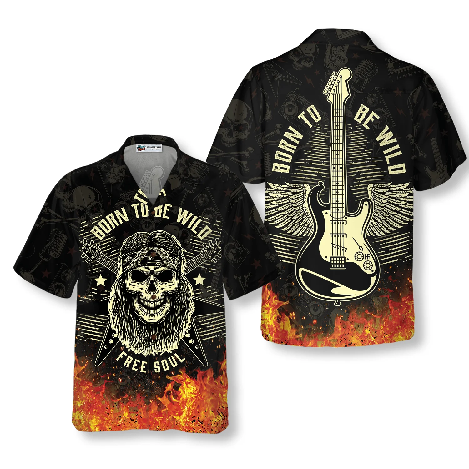 Guitar Born To Be Wild Aloha Hawaiian Shirt For Summer, Colorful Cool Hawaiian Shirts Outfit For Men Women, Friend, Team, Music Guitar Lovers - Image 5