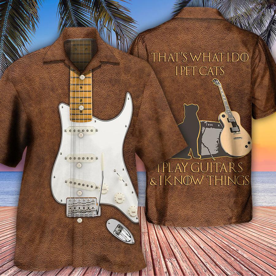 Guitar Cat Aloha Hawaiian Shirt For Summer, That's What I Do I Pet Cats Guitar Hawaiian Shirts Matching Outfit For Men Women, Music Guitar Lover - Image 2