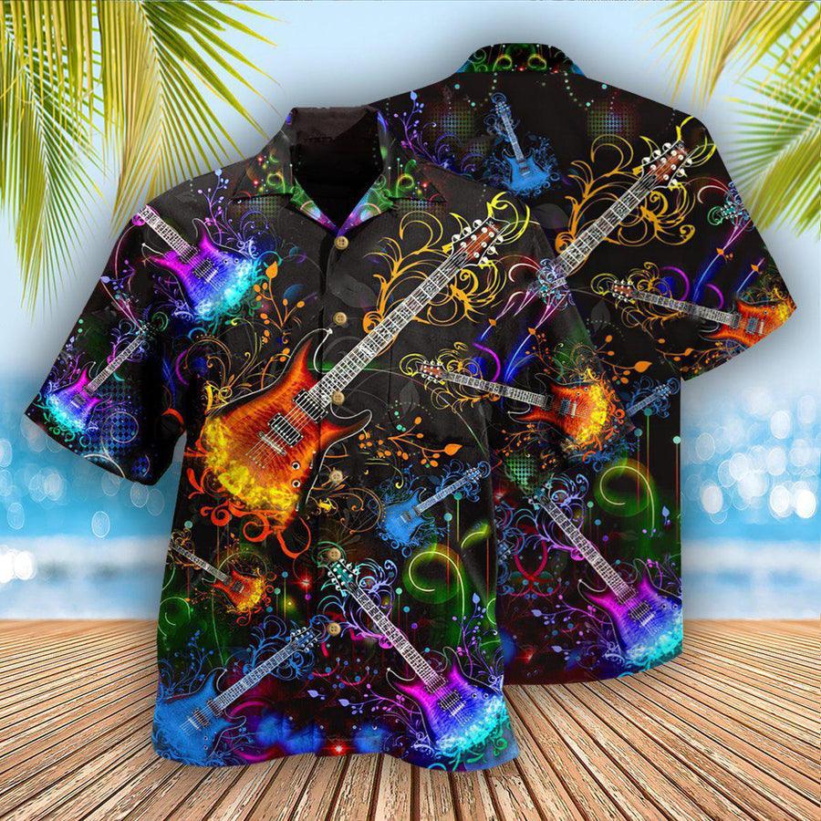 Guitar Colorful Aloha Hawaiian Shirt For Summer, Gowhere The Guitar Takes You Hawaiian Shirts Matching Outfit For Men Women, Music Guitar Lover
