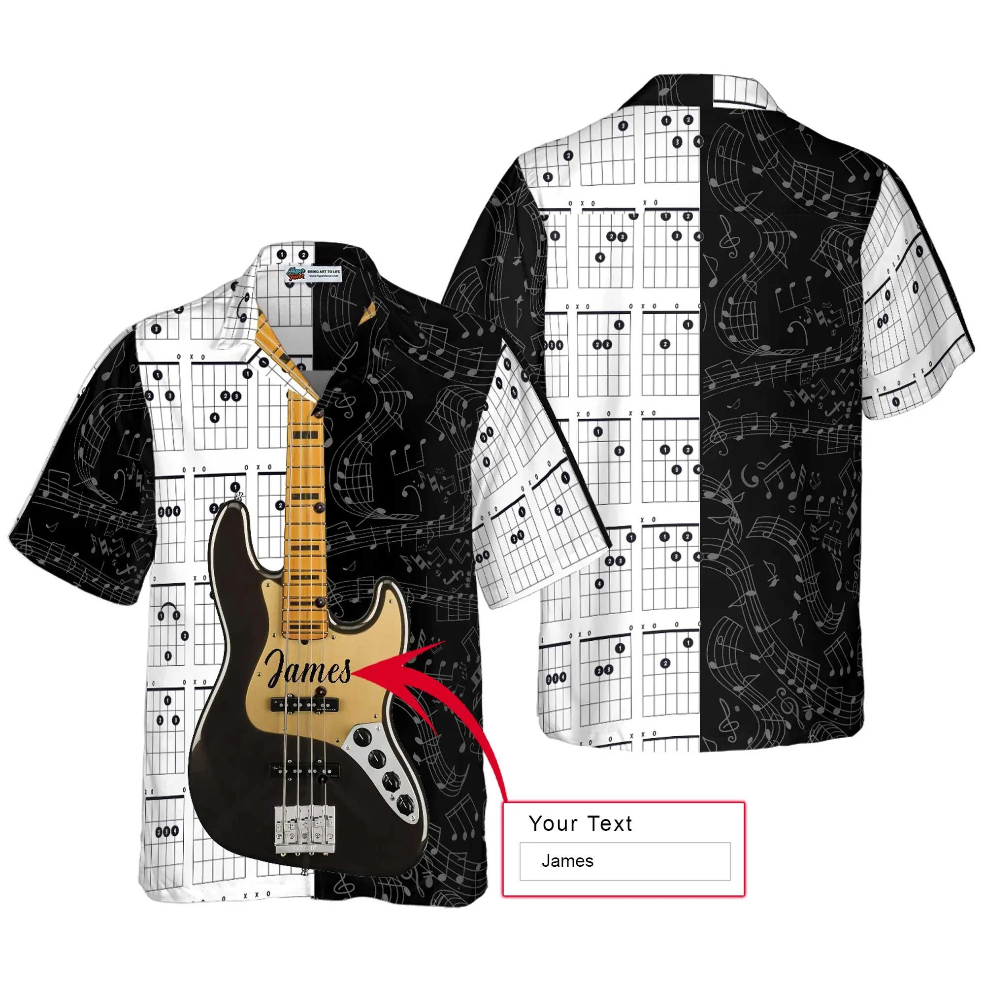 Guitar Custom Name Hawaiian Shirt, Personalized Colorful Summer Aloha Shirt For Men Women, Perfect Gift For Friend, Family, Guitar Lover, Music Lovers