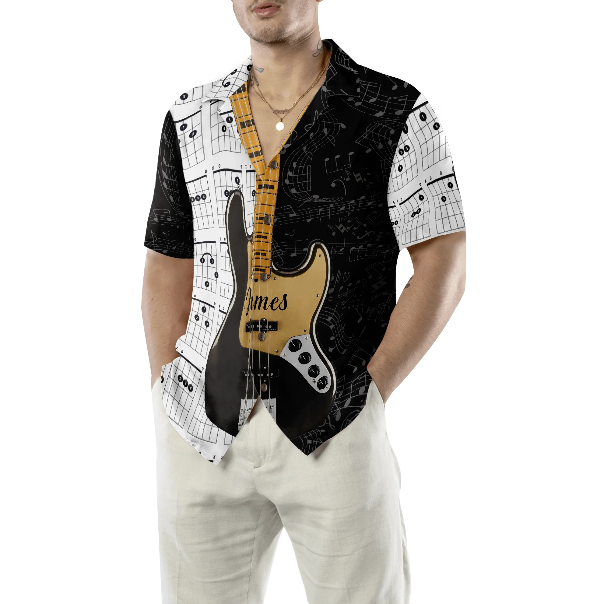 Guitar Custom Name Hawaiian Shirt, Personalized Colorful Summer Aloha Shirt For Men Women, Perfect Gift For Friend, Family, Guitar Lover, Music Lovers - Image 2